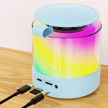 Bluetooth Karaoke Machine with 2 Wireless Microphones Mini Singing Speaker with Colorful Light Blue V1263-JX-6974-1