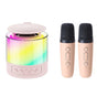 Bluetooth Karaoke Machine with 2 Wireless Microphones Mini Singing Speaker with Colorful Light Pink V1263-JX-6974-2