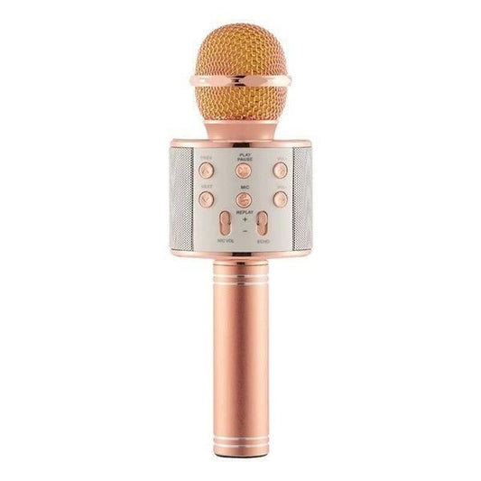 Handheld Wireless Bluetooth Microphone with Speaker for IOS Android Phone Computer 1800mAh Battery Rose Gold V1263-JX-6975-2