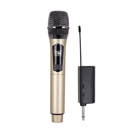 Plug and Play Wireless Microphone Rechargeable Karaoke Mic for Singing Speeches Events Gold V1263-JX-6976