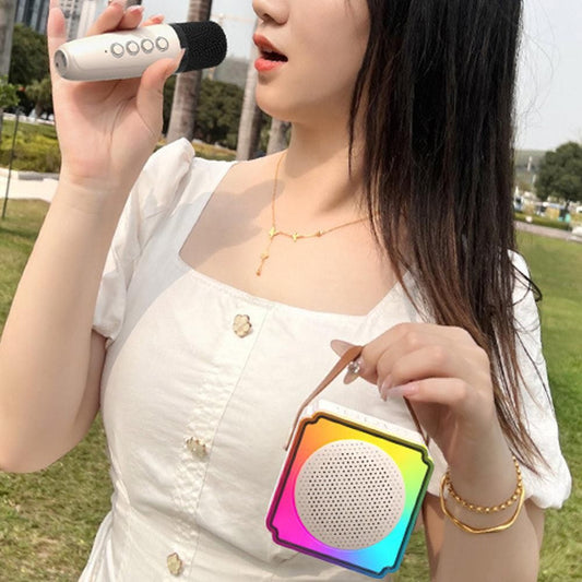 Mini Karaoke Machine with 2 Wireless Microphones Portable Bluetooth Speaker V1263-JX-6978