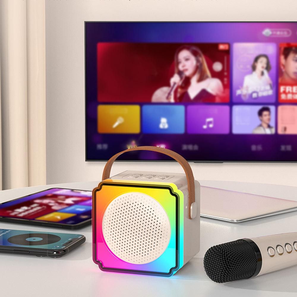 Mini Karaoke Machine with 2 Wireless Microphones Portable Bluetooth Speaker V1263-JX-6978