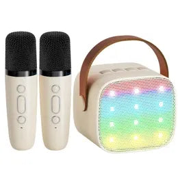 Mini Karaoke Machine with 2 Wireless Microphones Portable Bluetooth Speaker V1263-JX-6978