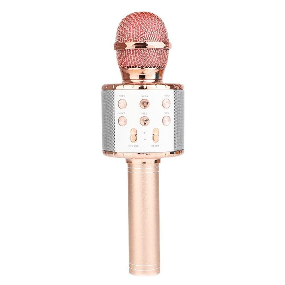 Portable Bluetooth Wireless Karaoke Microphone with LED Lights Rose Gold V1263-JX-6979-1