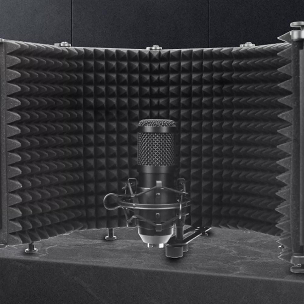 5-Panel Microphone Isolation Shield Studio Mic Sound Absorbing Foam V1263-JX-6980