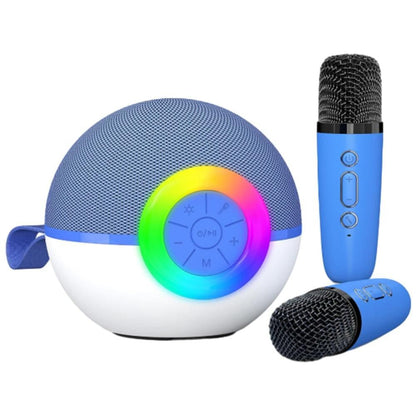 Portable Karaoke Microphone Machine Mini Bluetooth Speaker with 2 Wireless Mics Purple V1263-JX-6981-3