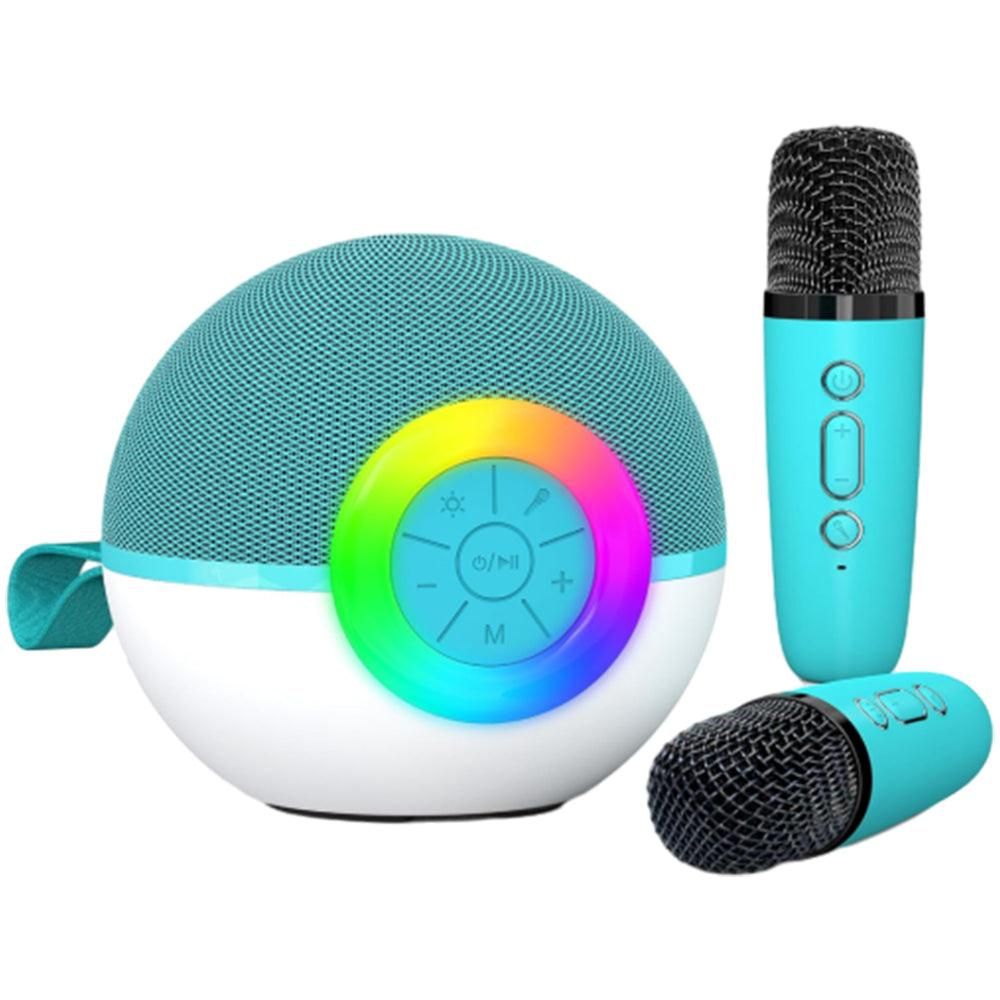 Portable Karaoke Microphone Machine Mini Bluetooth Speaker with 2 Wireless Mics Purple V1263-JX-6981-3