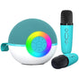 Portable Karaoke Microphone Machine Mini Bluetooth Speaker with 2 Wireless Mics Green V1263-JX-6981-4