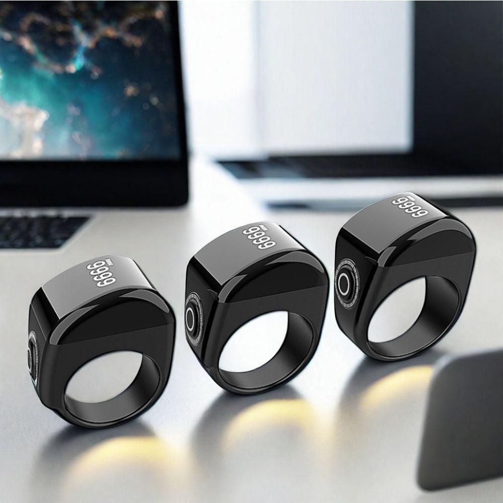 Bluetooth Smart Counter Ring - Digital Tasbih Tally Clicker with Alarm Clock Black - M V1263-JX-6983-2