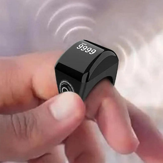 Bluetooth Smart Counter Ring - Digital Tasbih Tally Clicker with Alarm Clock Black - L V1263-JX-6983-3