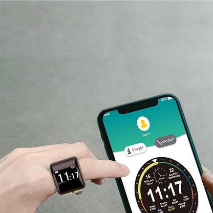 Bluetooth Smart Counter Ring - Digital Tasbih Tally Clicker with Alarm Clock Black - L V1263-JX-6983-3