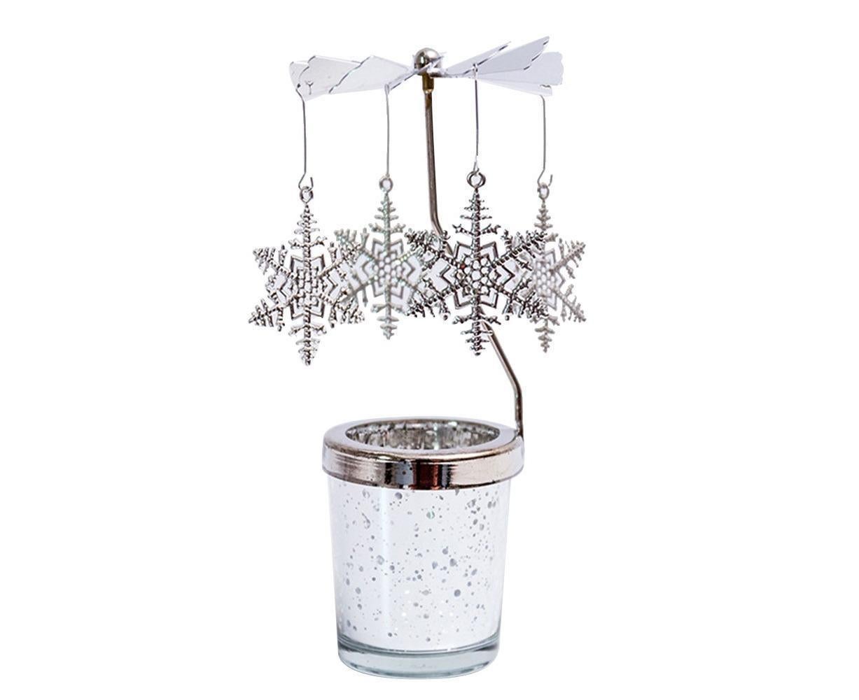 Rotating Carousel Tea Light Hanging Deer Candle Holder Candlestick Room Decor-Snowflake * V1263-JX-699