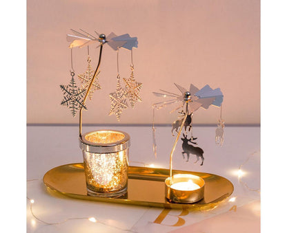 Rotating Carousel Tea Light Hanging Deer Candle Holder Candlestick Room Decor-Snowflake * V1263-JX-699