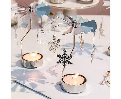 Rotating Carousel Tea Light Hanging Deer Candle Holder Candlestick Room Decor-Snowflake * V1263-JX-699