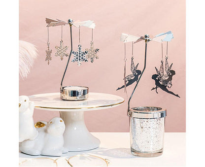 Rotating Carousel Tea Light Hanging Deer Candle Holder Candlestick Room Decor-Snowflake * V1263-JX-699