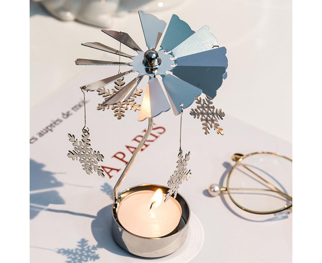 Rotating Carousel Tea Light Hanging Deer Candle Holder Candlestick Room Decor-Snowflake * V1263-JX-699