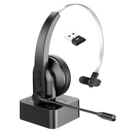 Bluetooth Wireless Headset with Mic and Charging Dock for PC and Call Center Use V1263-JX-6996