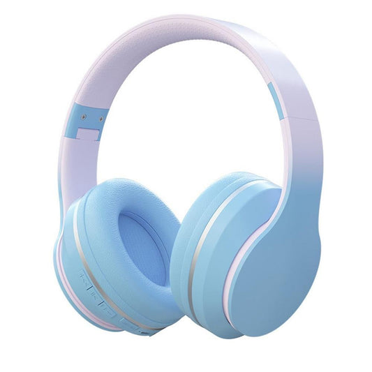 Foldable Wireless Over-Ear Headphones Bluetooth Headset with Mic Function Blue V1263-JX-6998-1