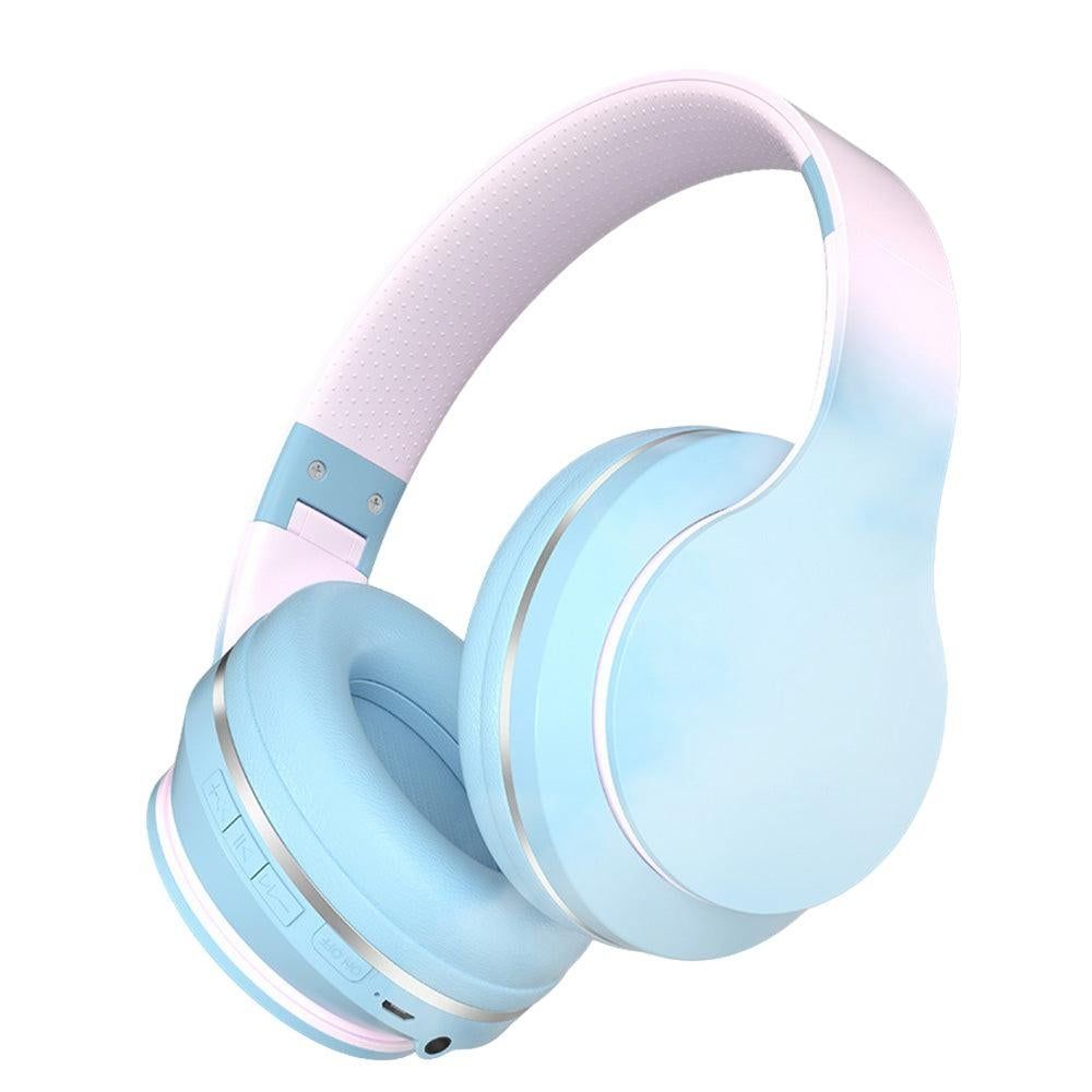 Foldable Wireless Over-Ear Headphones Bluetooth Headset with Mic Function Blue V1263-JX-6998-1