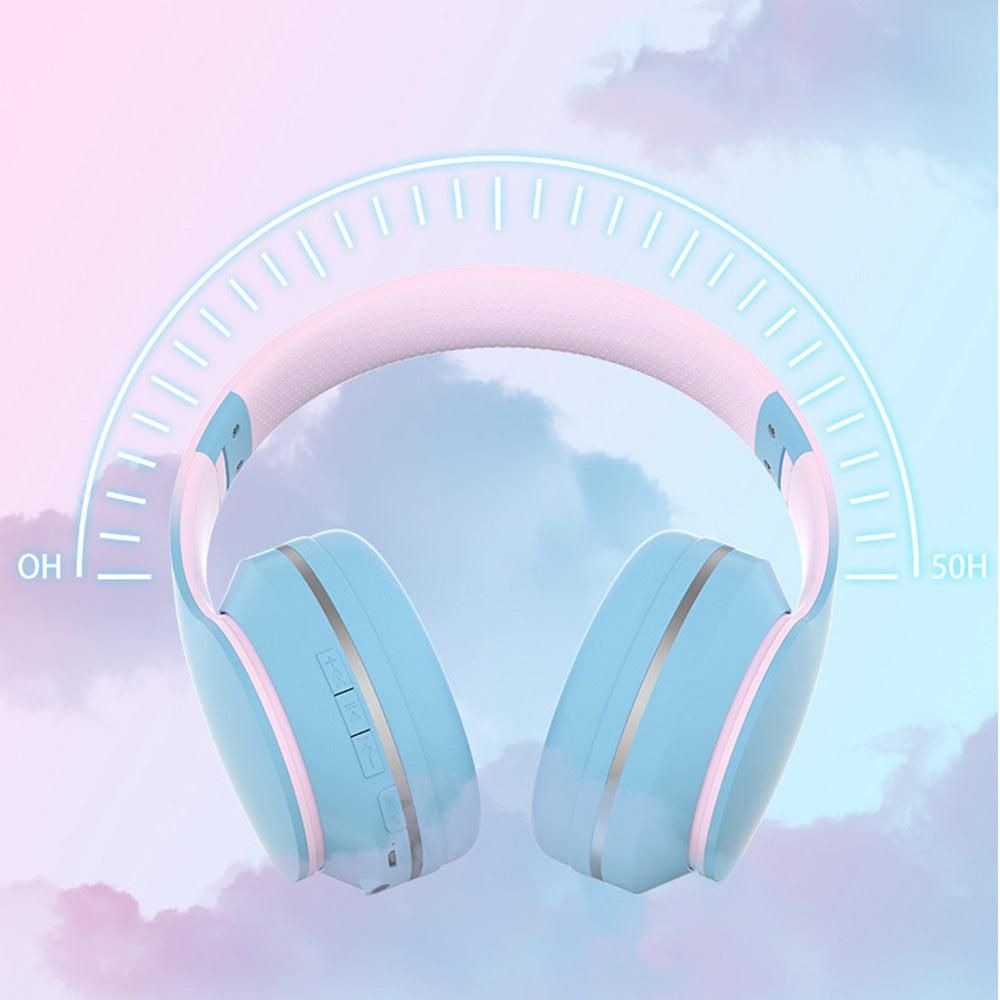 Foldable Wireless Over-Ear Headphones Bluetooth Headset with Mic Function Blue V1263-JX-6998-1