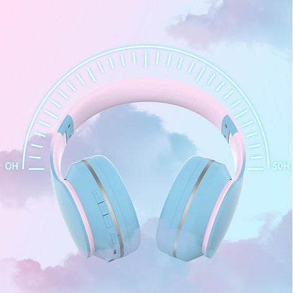 Foldable Wireless Over-Ear Headphones Bluetooth Headset with Mic Function Blue V1263-JX-6998-1