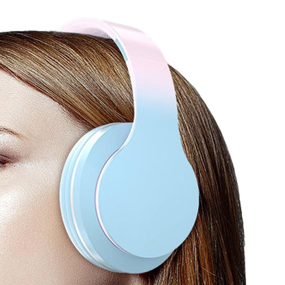 Foldable Wireless Over-Ear Headphones Bluetooth Headset with Mic Function Blue V1263-JX-6998-1