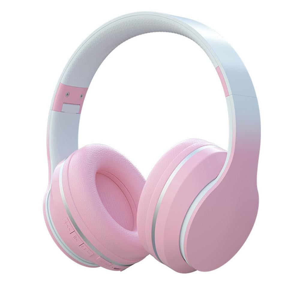 Foldable Wireless Over-Ear Headphones Bluetooth Headset with Mic Function Pink V1263-JX-6998-2