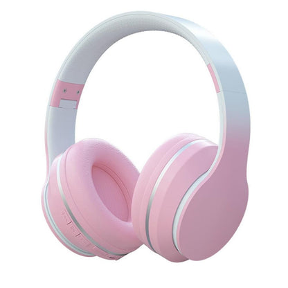 Foldable Wireless Over-Ear Headphones Bluetooth Headset with Mic Function Pink V1263-JX-6998-2