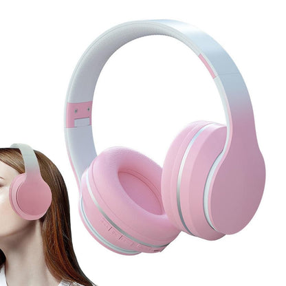 Foldable Wireless Over-Ear Headphones Bluetooth Headset with Mic Function Pink V1263-JX-6998-2