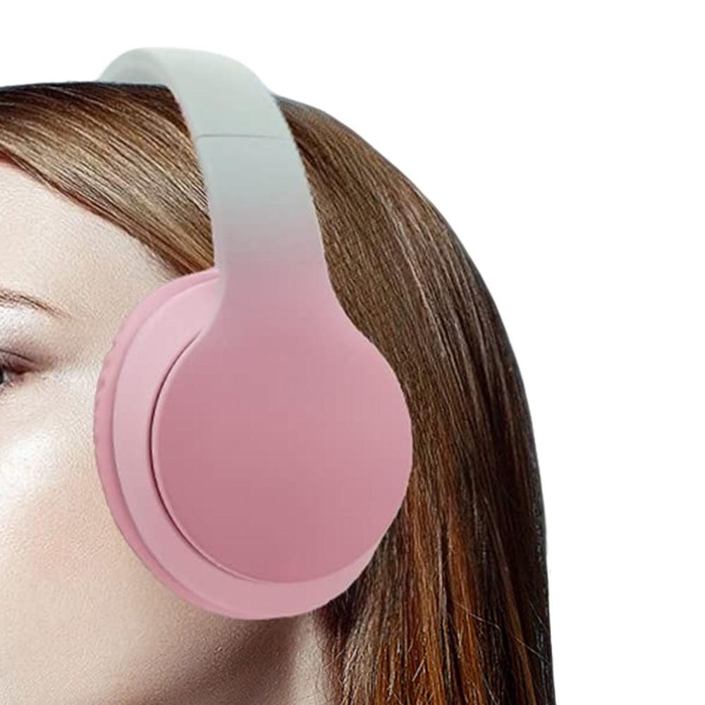 Foldable Wireless Over-Ear Headphones Bluetooth Headset with Mic Function Pink V1263-JX-6998-2