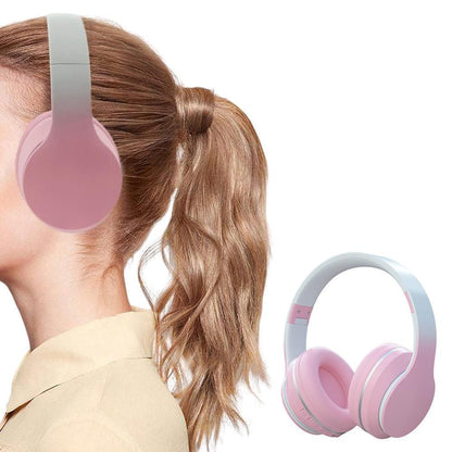 Foldable Wireless Over-Ear Headphones Bluetooth Headset with Mic Function Pink V1263-JX-6998-2
