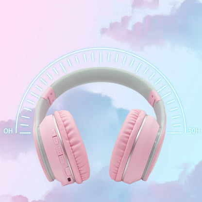 Foldable Wireless Over-Ear Headphones Bluetooth Headset with Mic Function Pink V1263-JX-6998-2