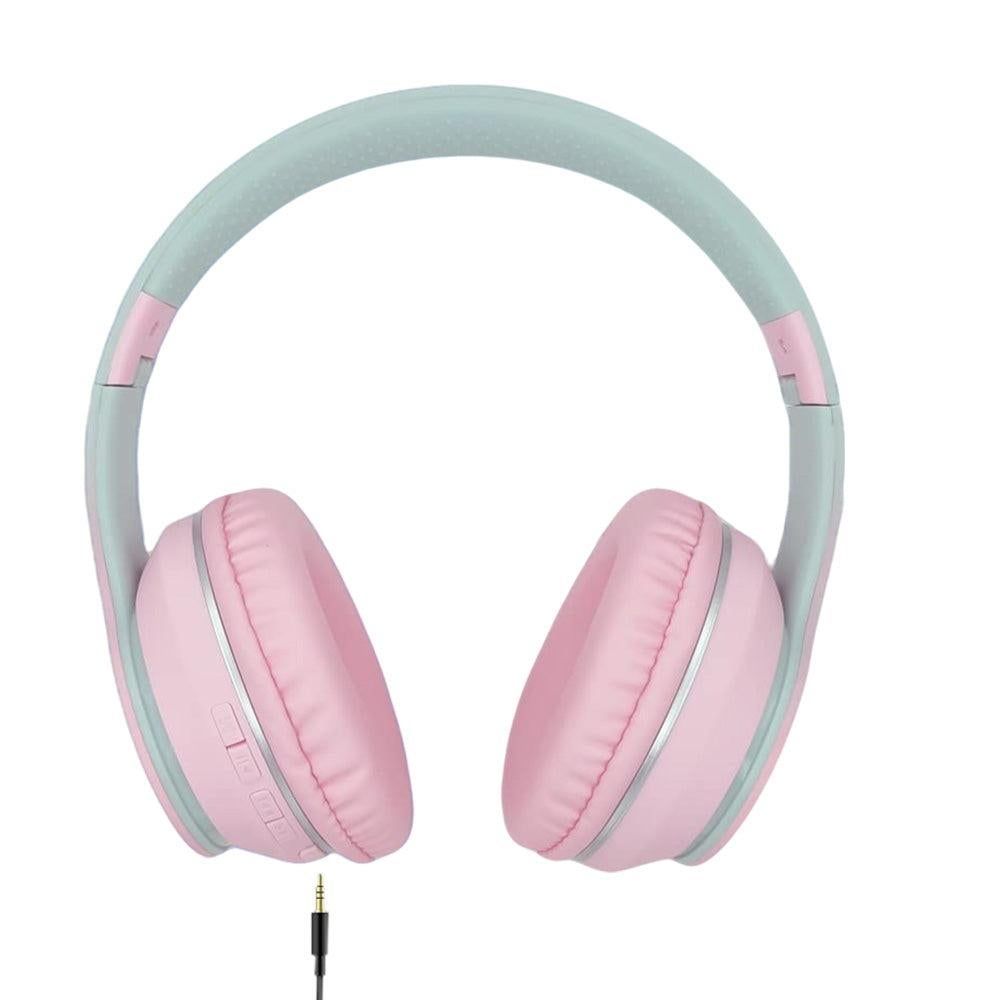 Foldable Wireless Over-Ear Headphones Bluetooth Headset with Mic Function Pink V1263-JX-6998-2