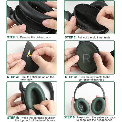 Pair of Replacement Ear Pads for Bose QC45 Headphone Ear Cushions Green V1263-JX-7000-1