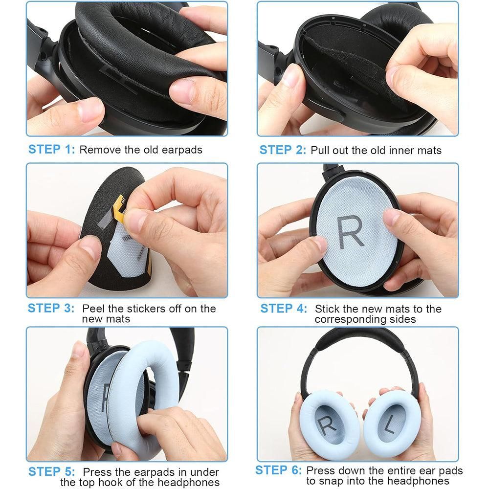 Pair of Replacement Ear Pads for Bose QC45 Headphone Ear Cushions Blue V1263-JX-7000-2