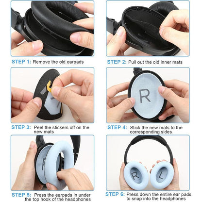 Pair of Replacement Ear Pads for Bose QC45 Headphone Ear Cushions Blue V1263-JX-7000-2