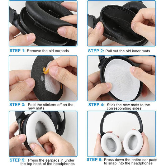 Pair of Replacement Ear Pads for Bose QC45 Headphone Ear Cushions White V1263-JX-7000-3