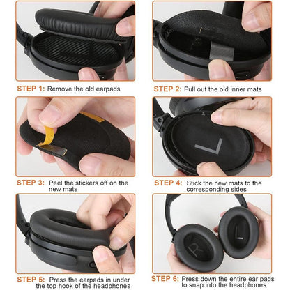 Pair of Replacement Ear Pads for Bose QC45 Headphone Ear Cushions Black V1263-JX-7000-4