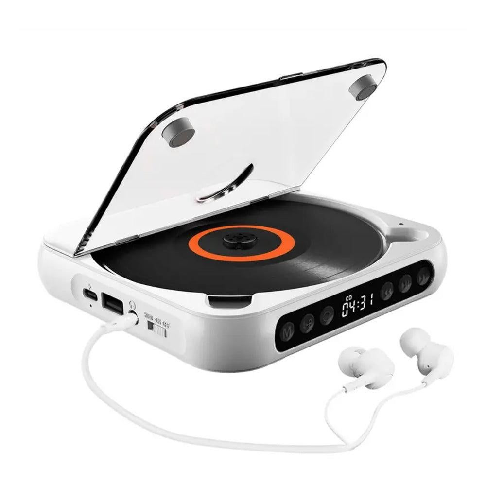Portable Bluetooth CD Player Supports USB /Wired Playback Rechargeable Walkman White V1263-JX-7002-1
