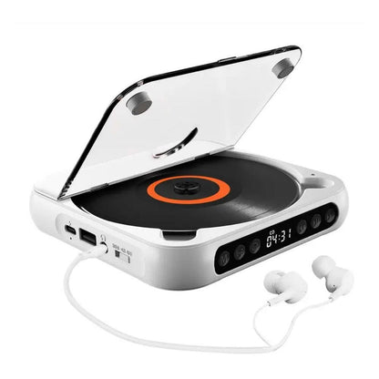 Portable Bluetooth CD Player Supports USB /Wired Playback Rechargeable Walkman Black V1263-JX-7002-2