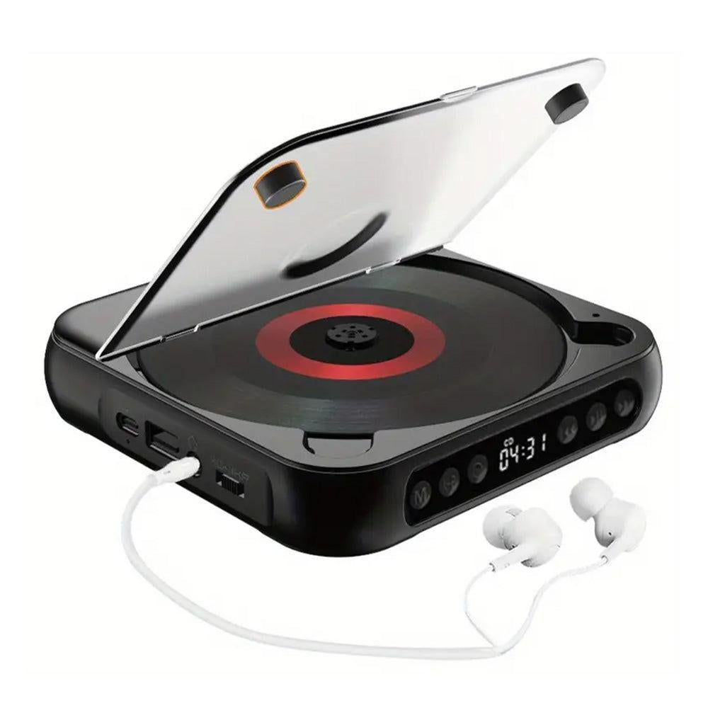 Portable Bluetooth CD Player Supports USB /Wired Playback Rechargeable Walkman Black V1263-JX-7002-2