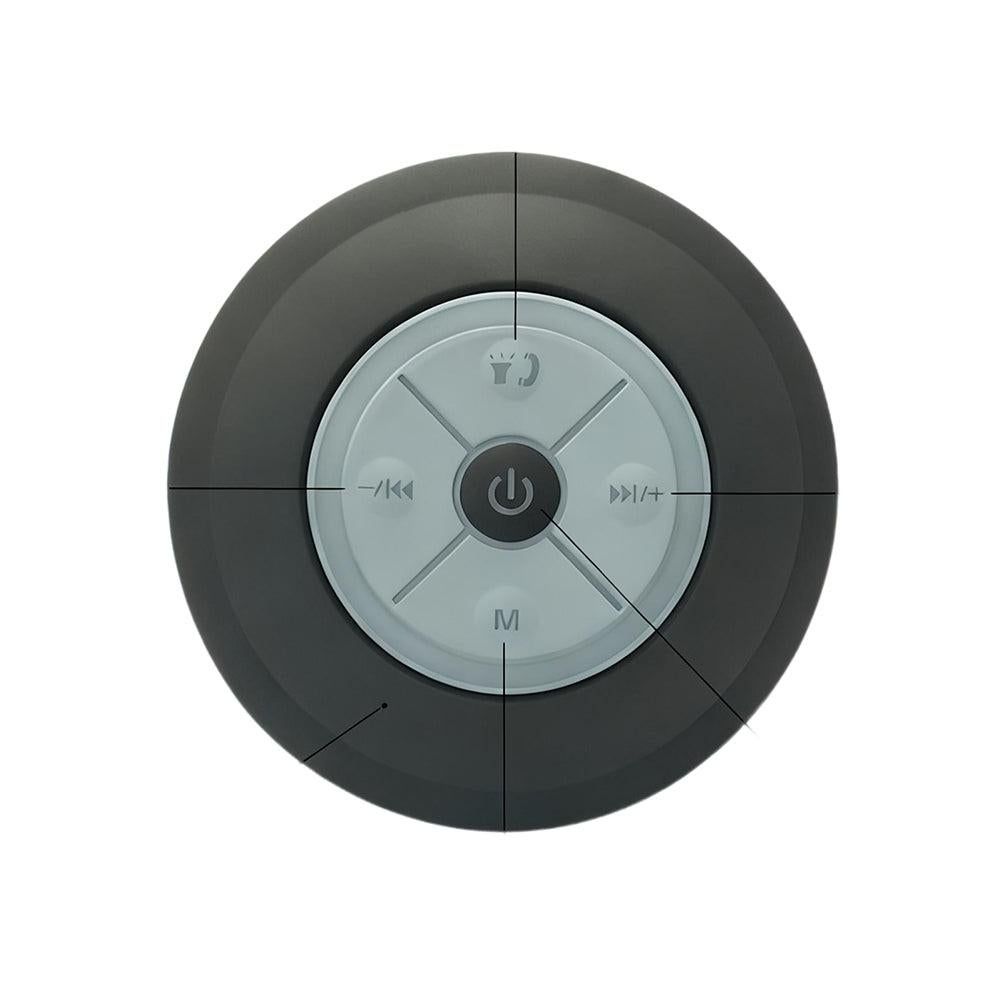 LED Bluetooth Portable Speaker with Suction Cup for Shower and Travel Black V1263-JX-7003-1