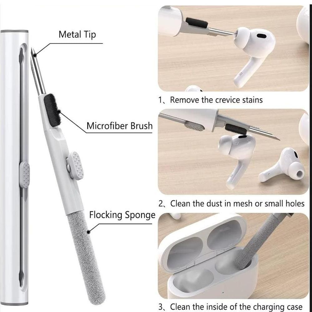 Compatible with Apple Airpods 4 Silicone Full Case Keychain and Cleaner Kit White V1263-JX-7004