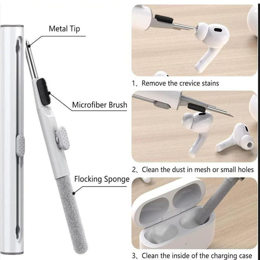 Compatible with Apple Airpods 4 Silicone Full Case Keychain and Cleaner Kit White V1263-JX-7004