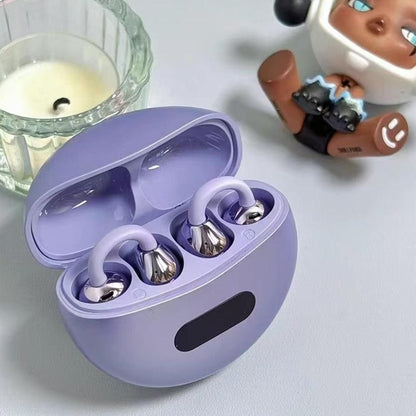 Wireless Bluetooth 5.4 Clip-on Earbuds Lightweight Open Ear Headphones for Glasses Wearers and Workout Purple V1263-JX-7006
