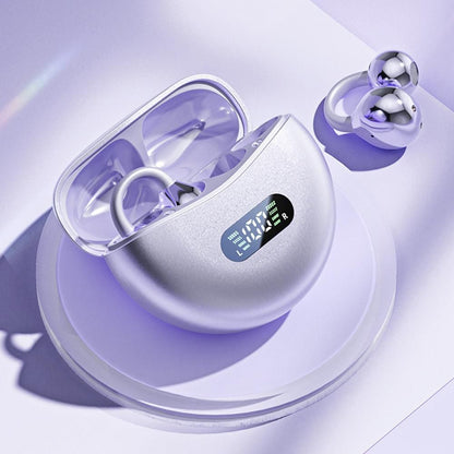 Wireless Bluetooth 5.4 Clip-on Earbuds Lightweight Open Ear Headphones for Glasses Wearers and Workout Purple V1263-JX-7006