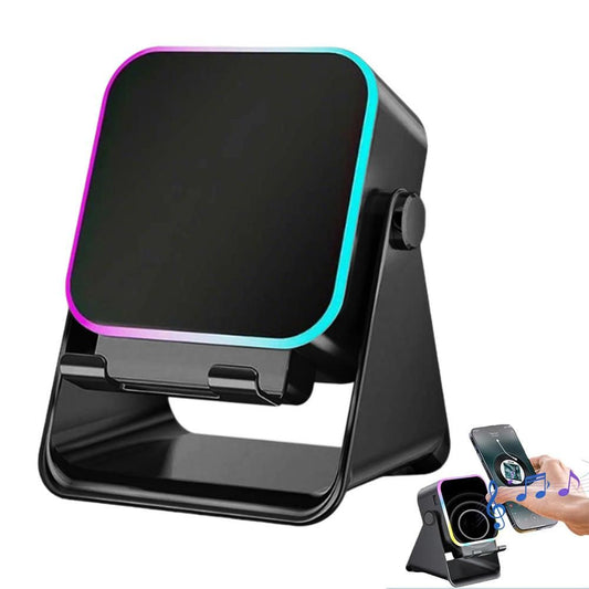 Bluetooth Speaker Phone Stand with Rotating Holder and Induction Playback Black V1263-JX-7010