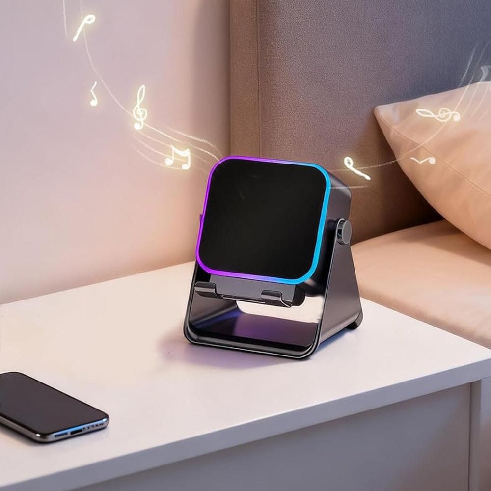 Bluetooth Speaker Phone Stand with Rotating Holder and Induction Playback Black V1263-JX-7010