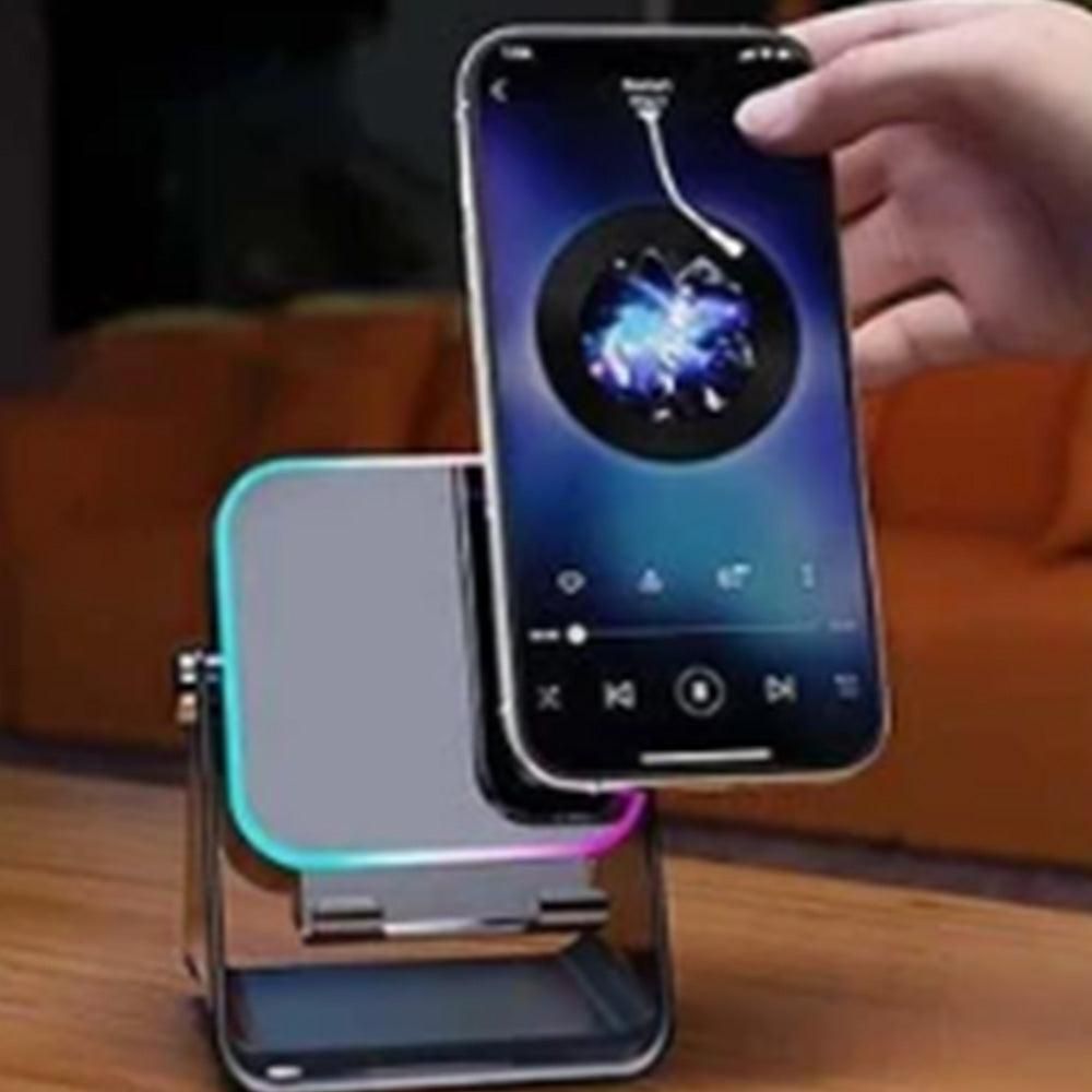 Bluetooth Speaker Phone Stand with Rotating Holder and Induction Playback Black V1263-JX-7010