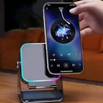 Bluetooth Speaker Phone Stand with Rotating Holder and Induction Playback Black V1263-JX-7010